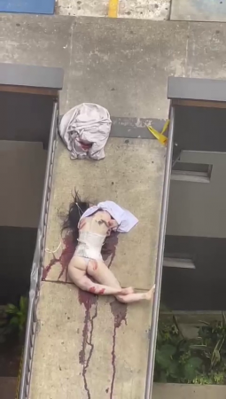 Depressed Woman Throws Herself Off A Building. Aftermath