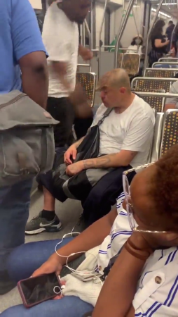 Dude Gets A Tooth Knocked Out Him For Putting Hands On An Older Woman On A Train