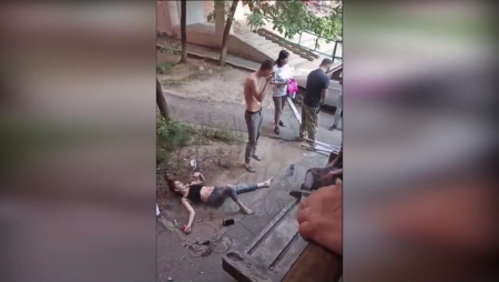 Drunk Woman Fell From A 4Th Floor Window. Russia