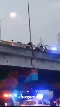 A Woman Tried To Commit Suicide By Jumping Off A Flyover. Unsuccessfully, She Survived