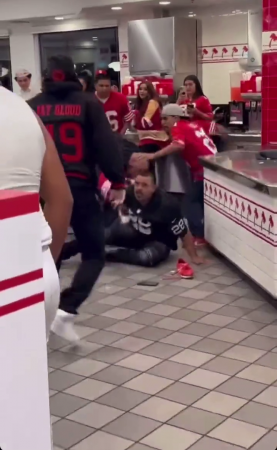 Fight Breaks Out Between 49Ers And Raiders At An In-N-Out In Santa Clara. California