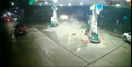 An Escaped Motorist Crashed Into A Gas Station In Paulista, Brazil