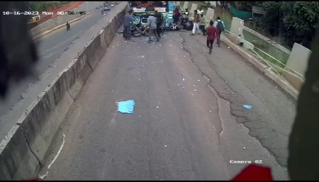 The Bus Caught Up And Crushed Two Motorcyclists. India