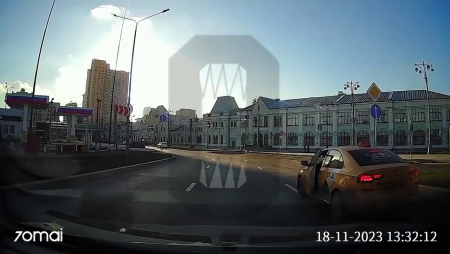 Idiot On Unicycle Hit By Taxi Driver. Moscow, Russia