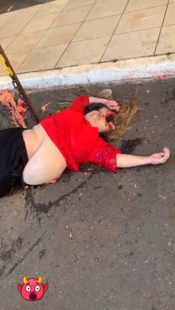 A Woman Who Jumped From A Window Had Her Skull Burst When She Hit The Asphalt. Aftremath