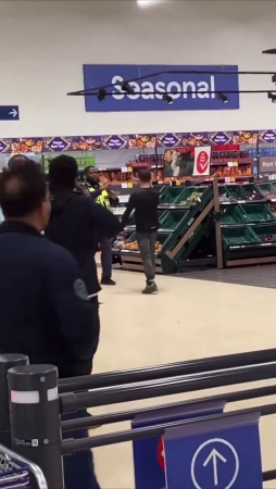 Man Fighting With Security And Then A Member Of Public Takes It Into His Own Hands. UK