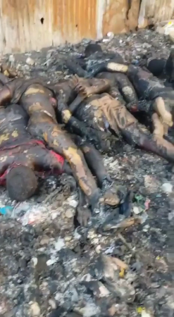 Many Burnt Bodies With Tied Hands. Haiti