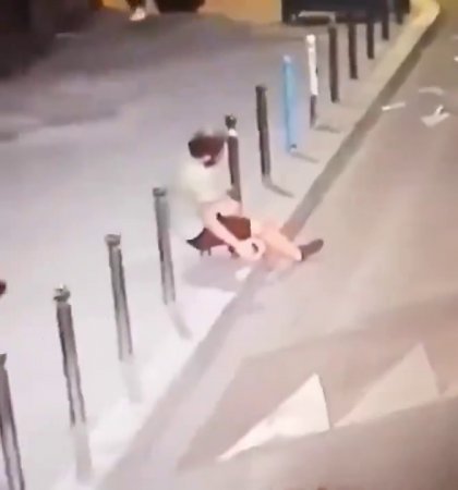 A Man Landed With His Ass On A Road Pole