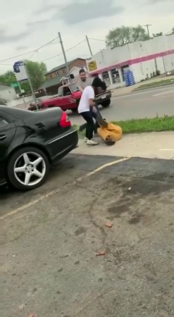 An Idiot Scratching Someone Else's Car Is Beaten By An Angry Car Owner