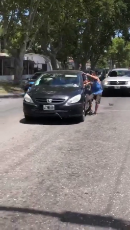 The Driver Of The Car Got Into A Fight With A Motorcyclist. Argentina