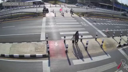A Truck Rammed A Motorcyclist At A Pedestrian Crossing