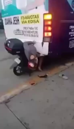 Almost Dead Motorcyclist Rammed A Bus