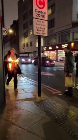 Happened Last Night In Edgware Road A Man On Fire Before Bystanders Put Out The Fire. London