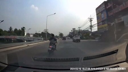 A Motorcyclist Flew Into A Car Head-On