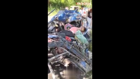 The Deceased Is Trapped In A Wrecked Car That Has Turned Into A Piece Of Metal