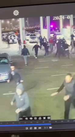 Footage Of A Mass Fight At A Gas Station. Tashkent Region, Uzbekistan