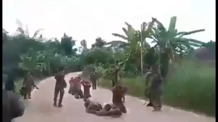 Government Soldiers Shoot The Rebels. Myanmar