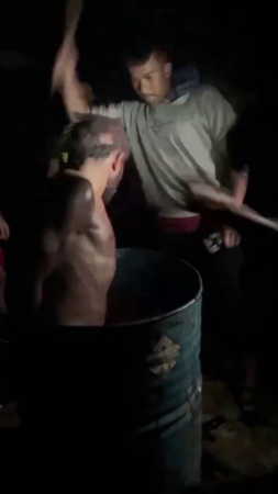 Unusual Method Of Punishment With A Barrel