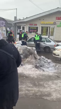 Police Detain A Drunk Driver Who Rammed Their Car. Moscow, Russia