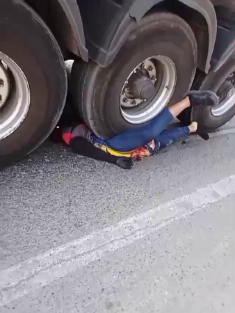 Crushed By A Tanker Motorcyclist