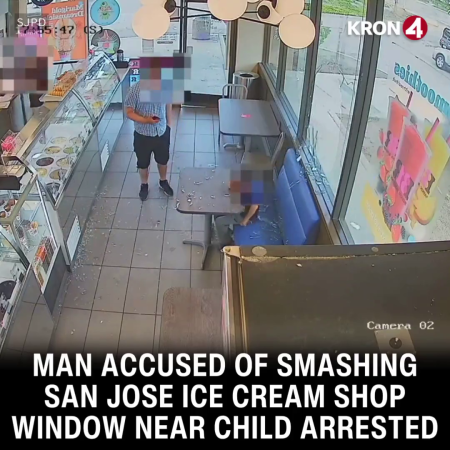 A Man Who Police Say Smashed The Window Of A San Jose Ice Cream Shop Right Next To Where A Child Was Sitting Has Been Arrested