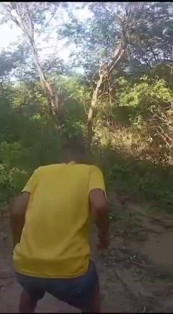 Dude Is Punished By Beating In The Woods With A Huge Club