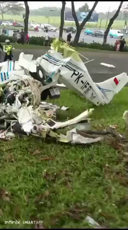A Training Plane Crashed In The Sunburst Bsd Field, South Tangerang