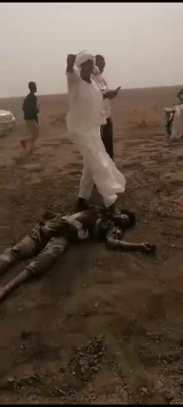 RSF Member Soldier Being Hit After His Death
