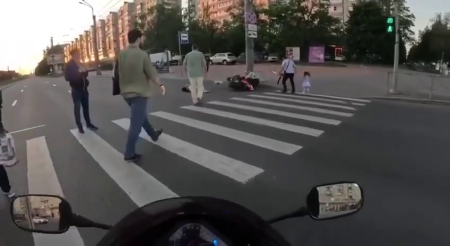 A Small Incident With Two Motorcyclists. St. Petersburg, Russia