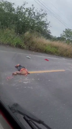 Human Body Parts Scattered On The Road