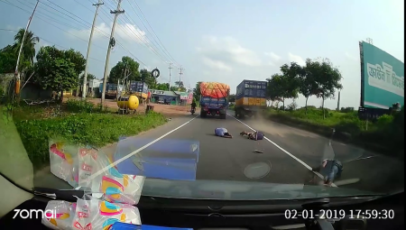 The Motorcycle Crashed Into The Back Of The Truck At Full Speed