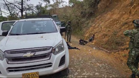 Destroyed Car Convoy Of FARC Militants Ambushed By Pro-Government Troops