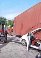 Woman Crushed To Death When Container Fell On Her Car