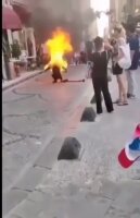 Religious Fanatic Tried To Burn Himself In The Middle Of A Crowded Street