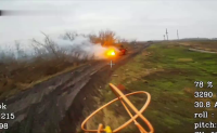 Drone Flew Into M1126 Stryker Of Ukrainian Nazis