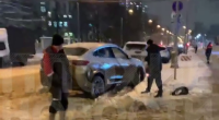 Several Construction Workers Set Fire To Their Boss's Car For Non-Payment Of Wages. Moscow, Russia