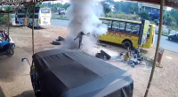 A Mechanic Was Injured When A Bus Wheel Exploded During Repairs. India