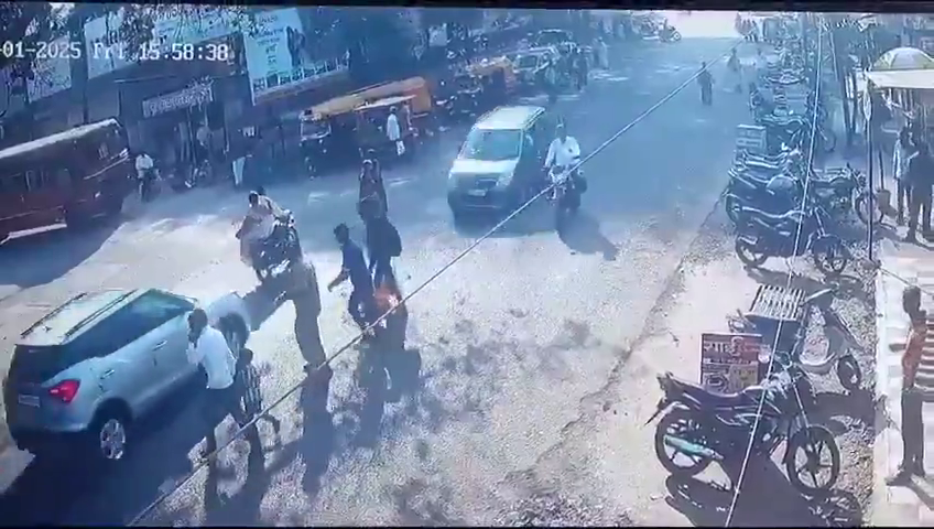 A Speeding Car Is Seen Suddenly Ramming Into Five Pedestrians