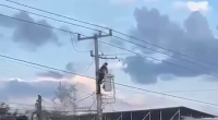 A Drunken Thief Climbed An Electric Pole While Hiding From The Police And Received A Powerful Electric Shock