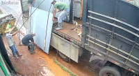 An Accident During Unloading Of Building Materials