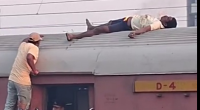 Dude Burning On Top Of Train