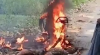 Dude Burning Alive On His Bike