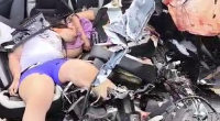 Terrible Accident On The Road, The Bodies Of The Dead Are Mixed With Twisted Metal